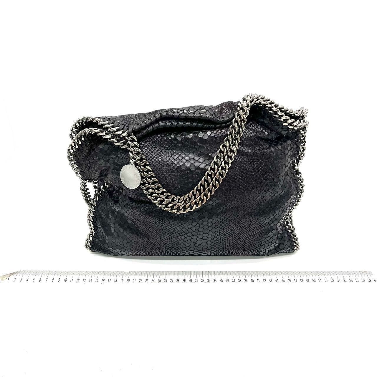 Stella McCartney Falabella Tote – Black Snake-Embossed Vegan Leather