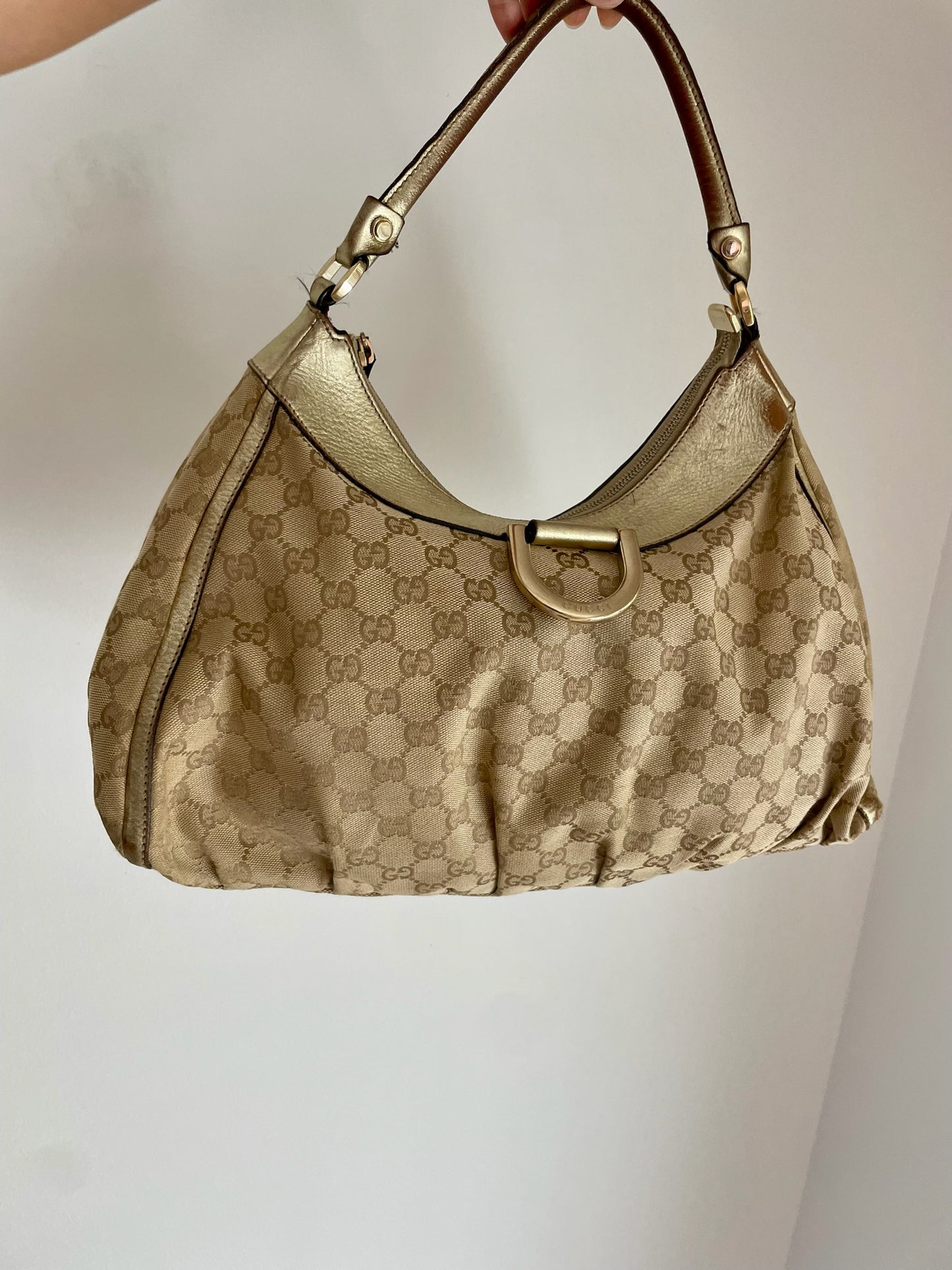 Gucci GG Canvas Hobo Bag – Gold Trim