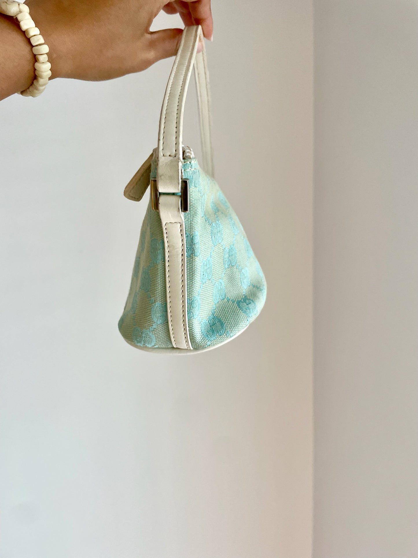 Gucci Jackie Mini Baguette Bag – GG Canvas, Aqua Blue