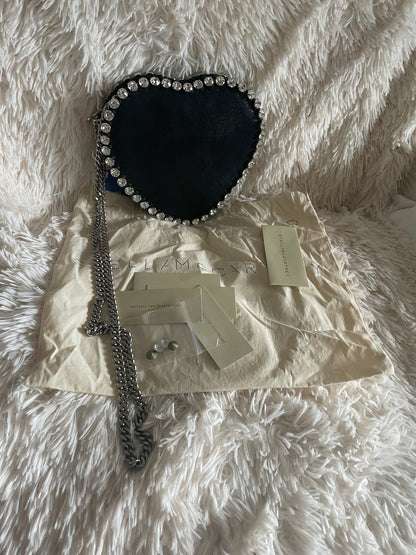 Stella McCartney Heart Crystal Chain Bag – Black