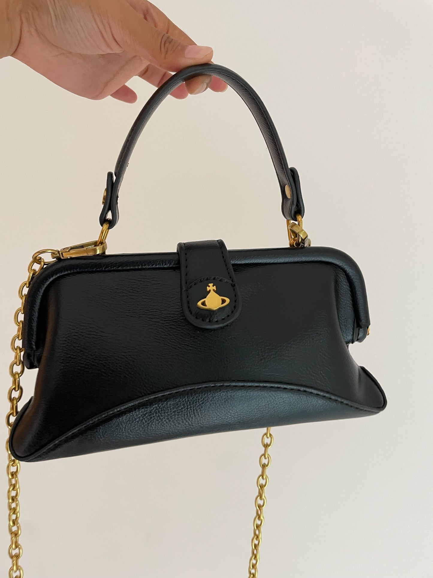 Vivienne Westwood Granny Frame Bag – Black Leather, Small