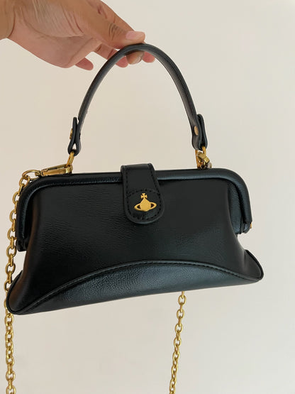 Vivienne Westwood Granny Frame Bag – Black Leather, Small