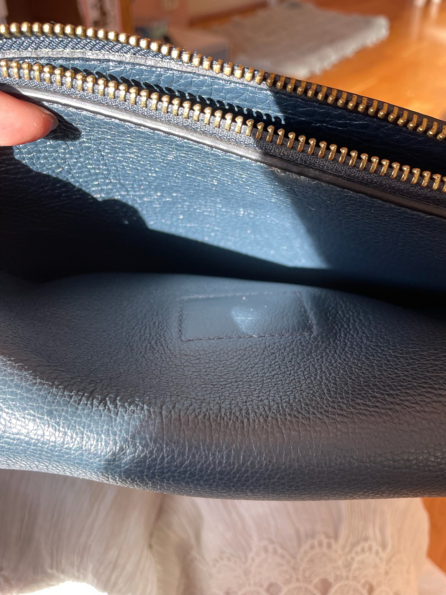 Coccinelle Structured Top Handle Bag – Blue Leather