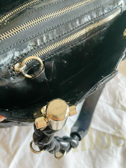 Chloé Patent Leather Satchel Bag – Black