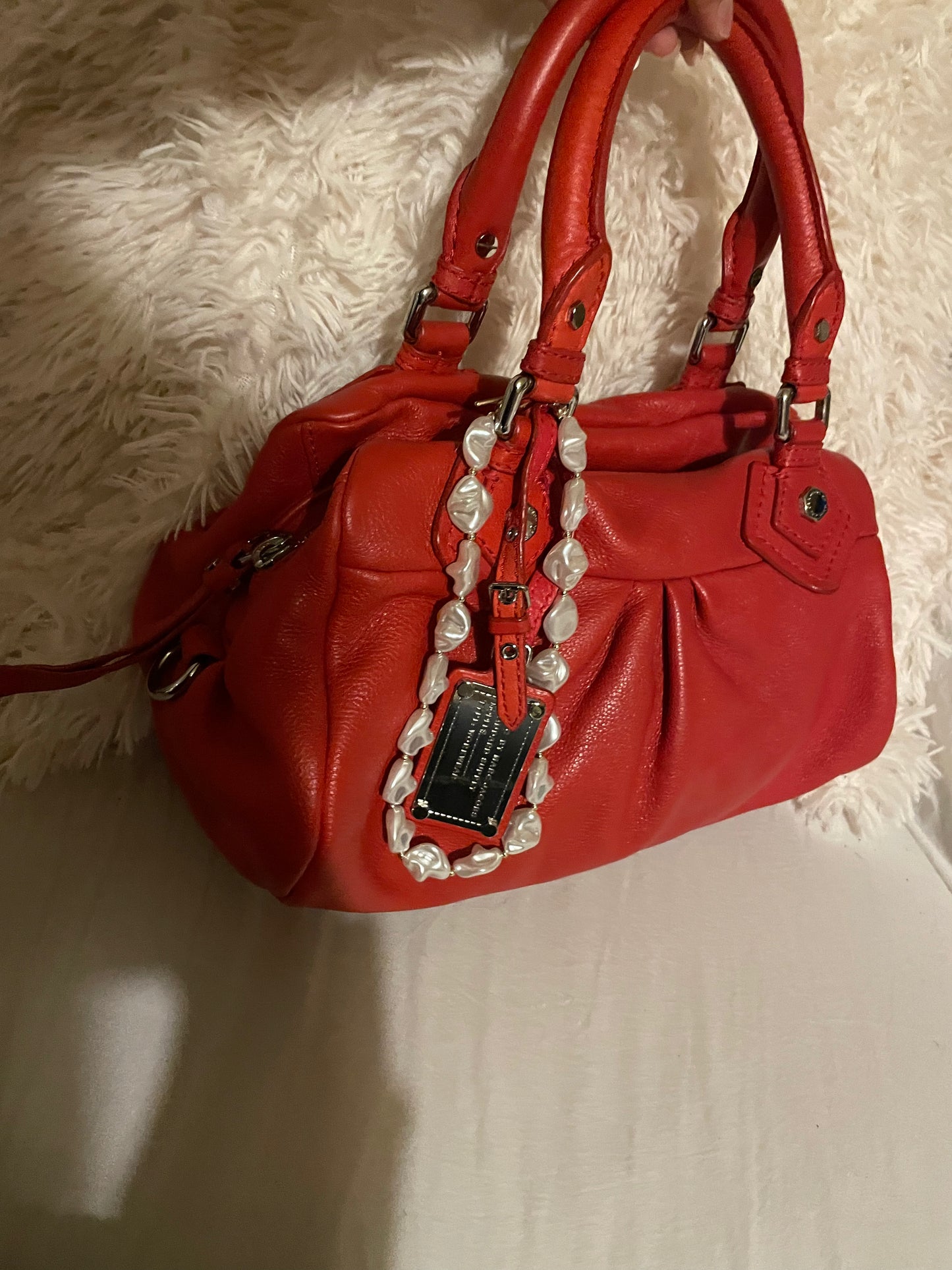 Marc by Marc Jacobs Classic Q Baby Aidan Satchel – Red Pebbled Leather