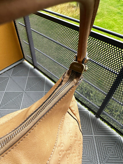 Gucci Jackie O GG Embossed Leather Hobo Bag – Beige