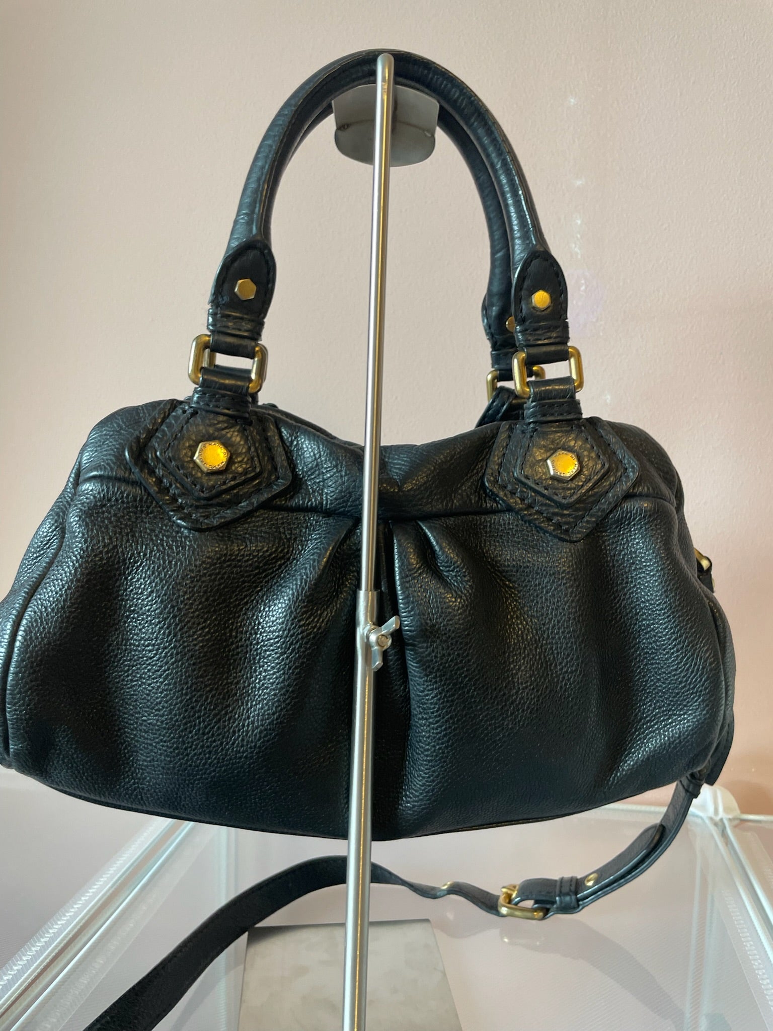 MARC BY MARC JACOBS Classic Q Baby Aidan Satchel – Black Leather