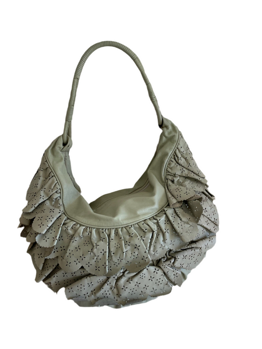 Gucci Large Hobo Bag – Scalloped Laser-Cut Leather, Light Olive Green