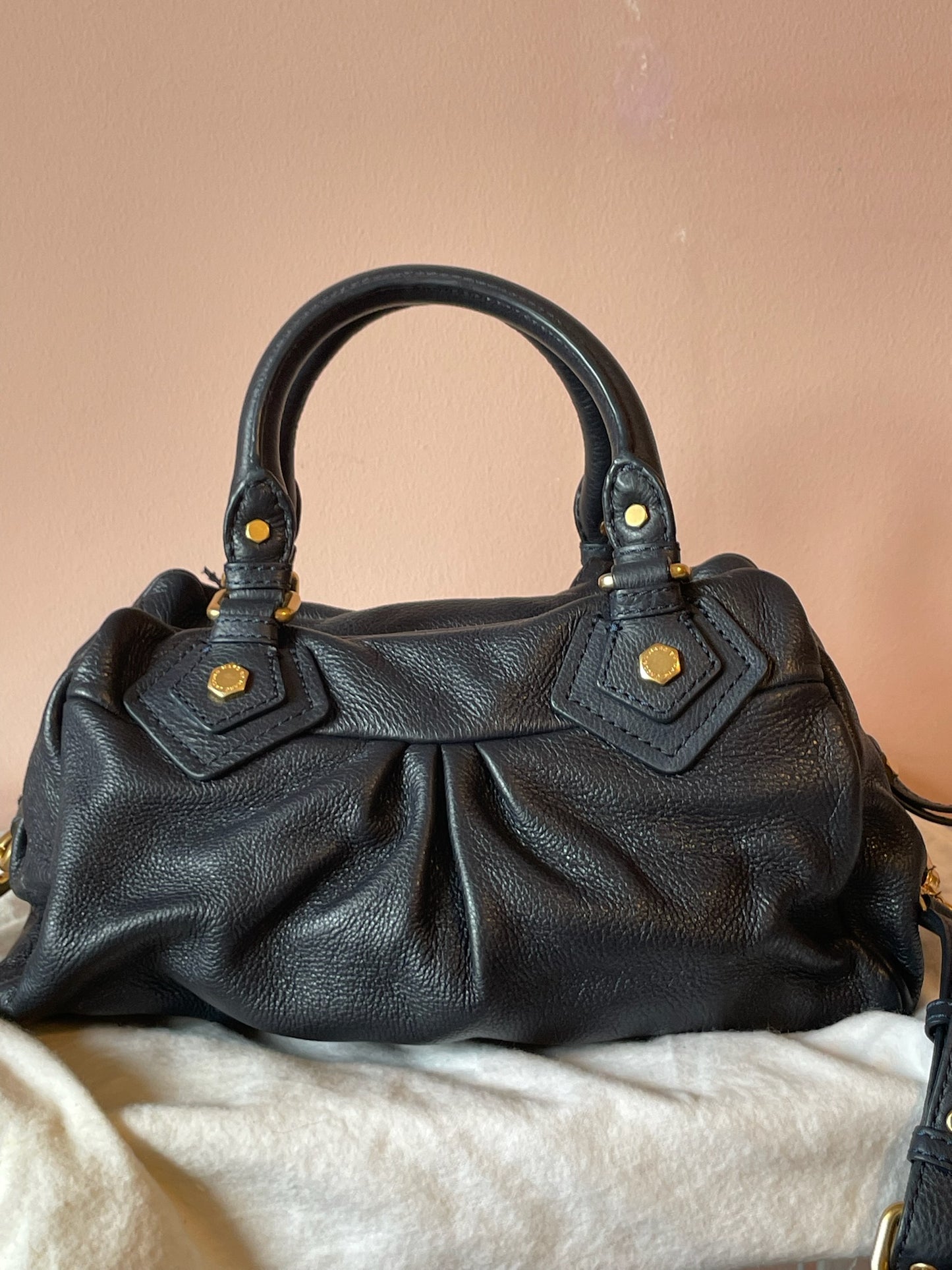 MARC BY MARC JACOBS Classic Q Baby Aidan Satchel – Black Leather（NEW/UNUSED)