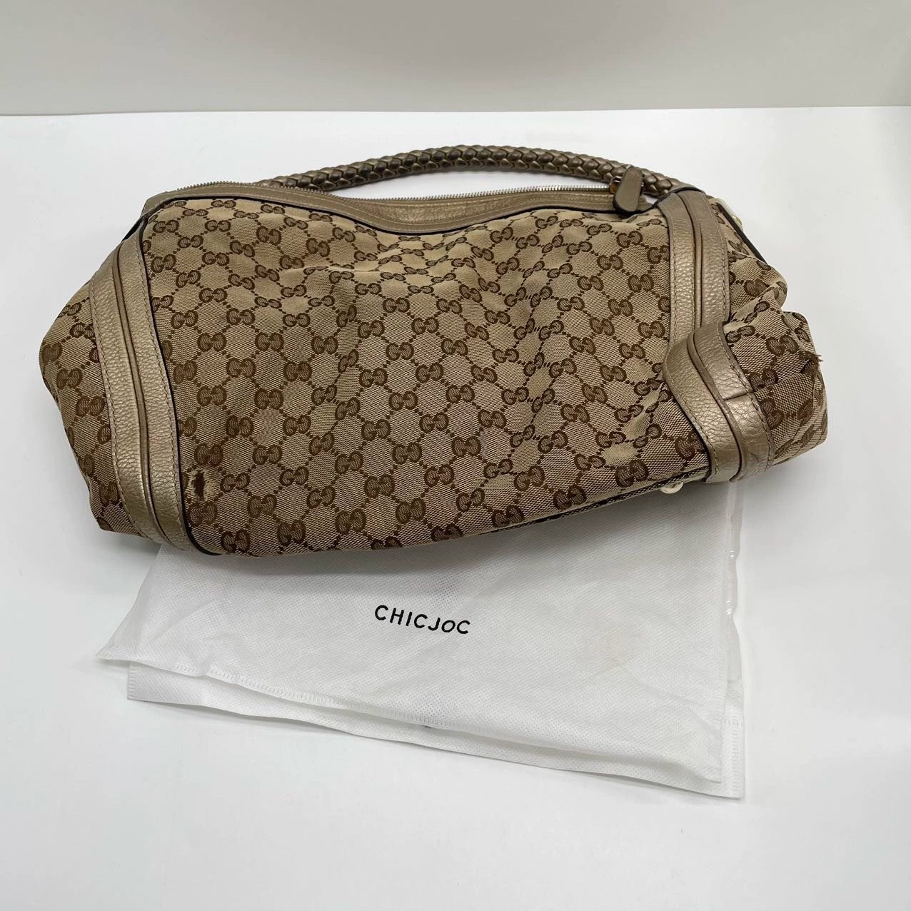 Gucci Marrakech GG lærreds kvast hobo-taske